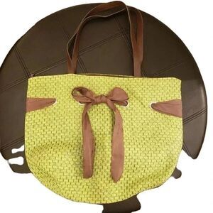 Women's Summer Woven Green Brown Bag